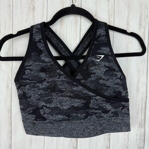 Gymshark Black Gray Camo Sports Bra